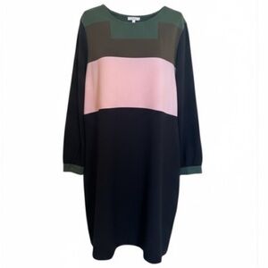 Colorblock Dress in Black, Pink, and Green